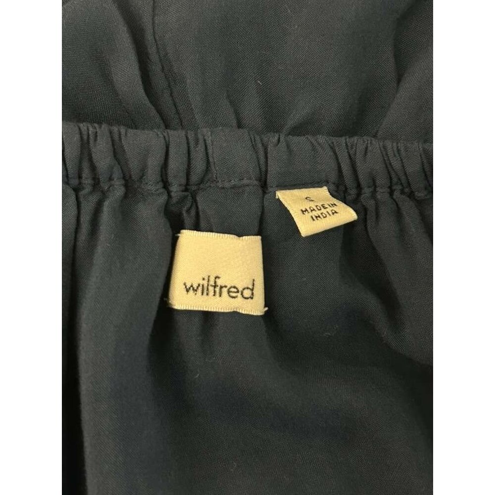 Aritzia Wilfred Women's Small Dress Navy Blue Off the Shoulder Ruffle Retail - Picture 8 of 10